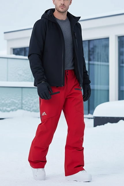Pantalon De Ski Rouge Homme Imperméable Chaud Hiver - Polyester