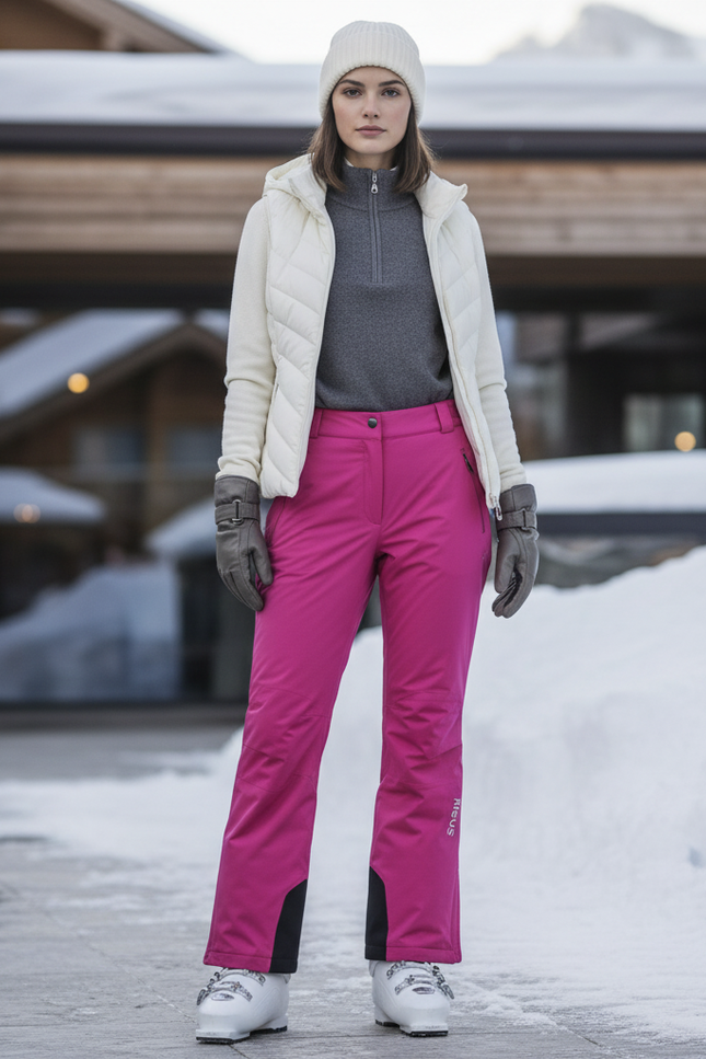Pantalon De Ski Rose Fuschia Imperméable Chaud Femme - Polyester