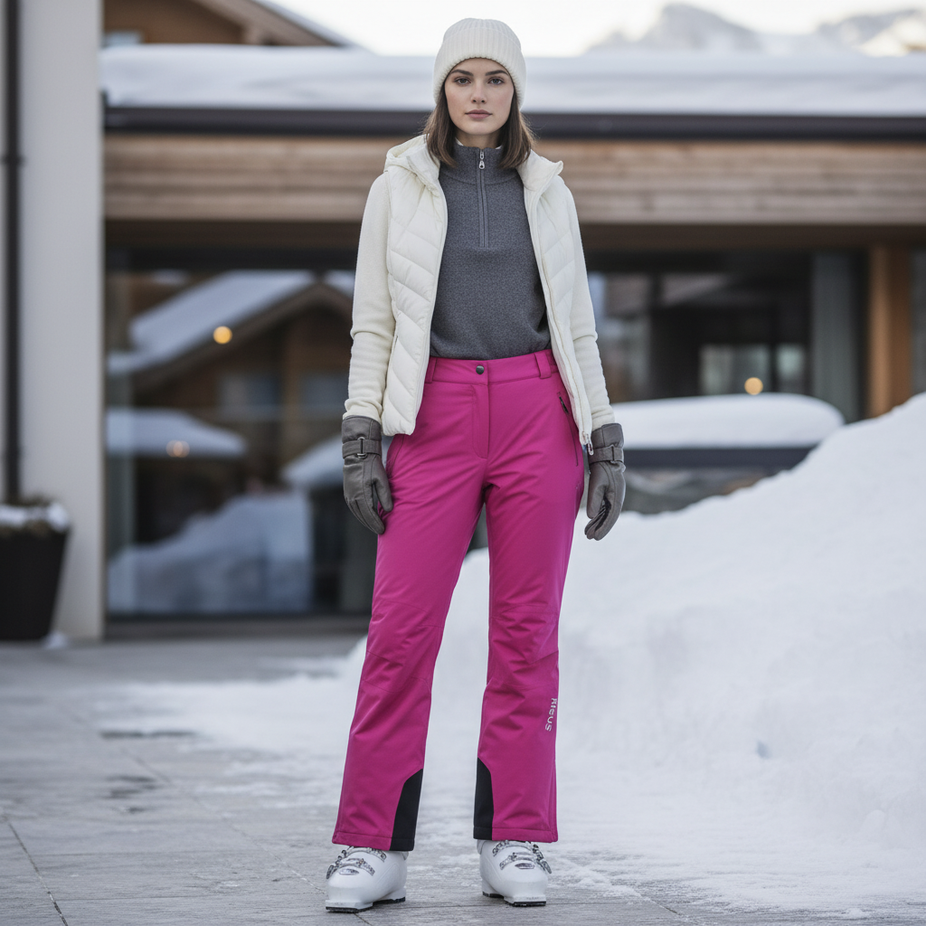 Pantalon De Ski Rose Fuschia Imperméable Chaud Femme - Polyester