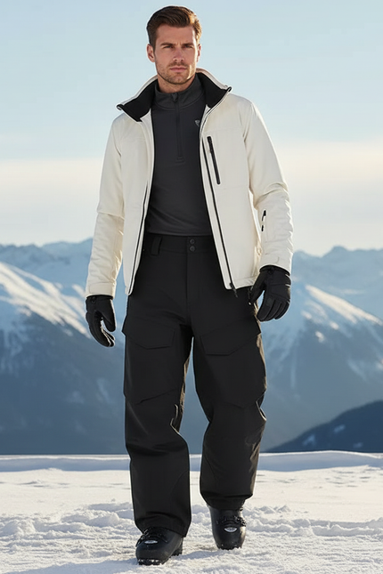 Pantalon De Ski Noir Ample Imperméable Homme Respirant - Polyester