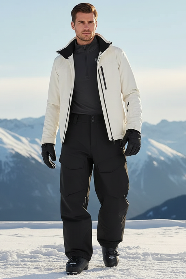 Pantalon De Ski Noir Ample Imperméable Homme Respirant - Polyester