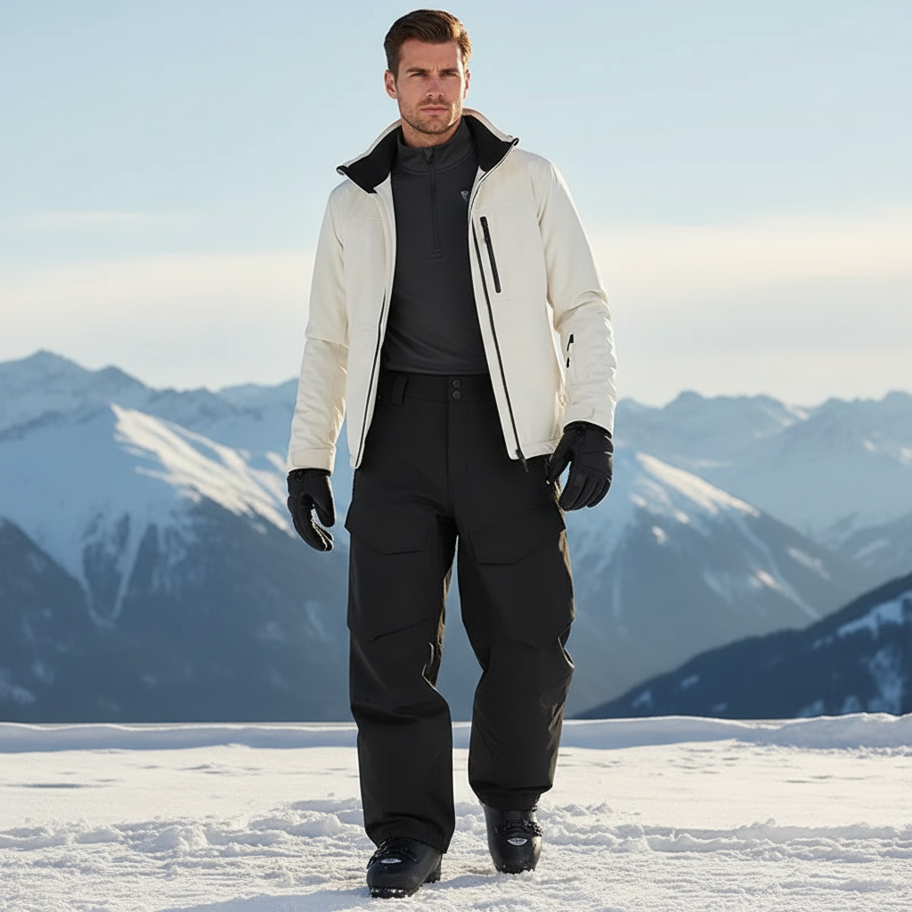 Pantalon De Ski Noir Ample Imperméable Homme Respirant - Polyester