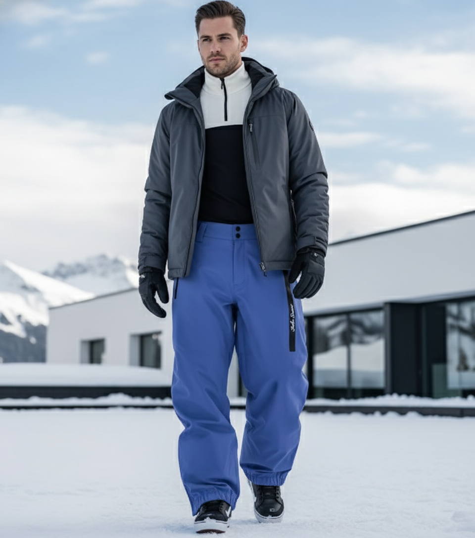 Pantalon De Ski Bleu Ample Imperméable Hiver Homme - Polyester