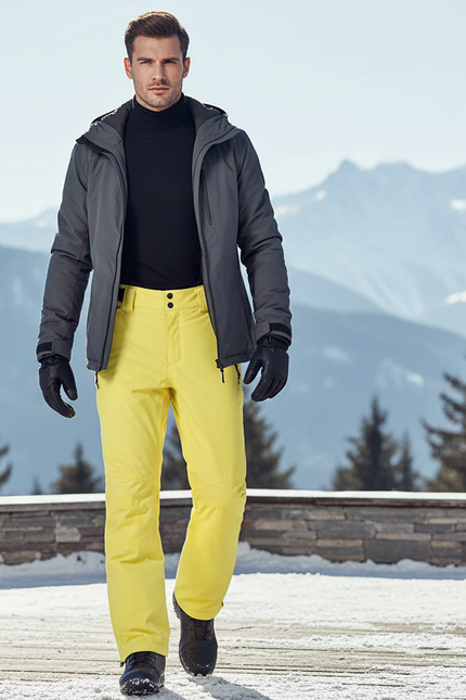 Pantalon De Ski Jaune Coupe Droite Imperméable Homme - Polyester