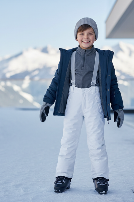 Pantalon De Ski Blanc Enfant Imperméable Bretelles Hiver - Polyester