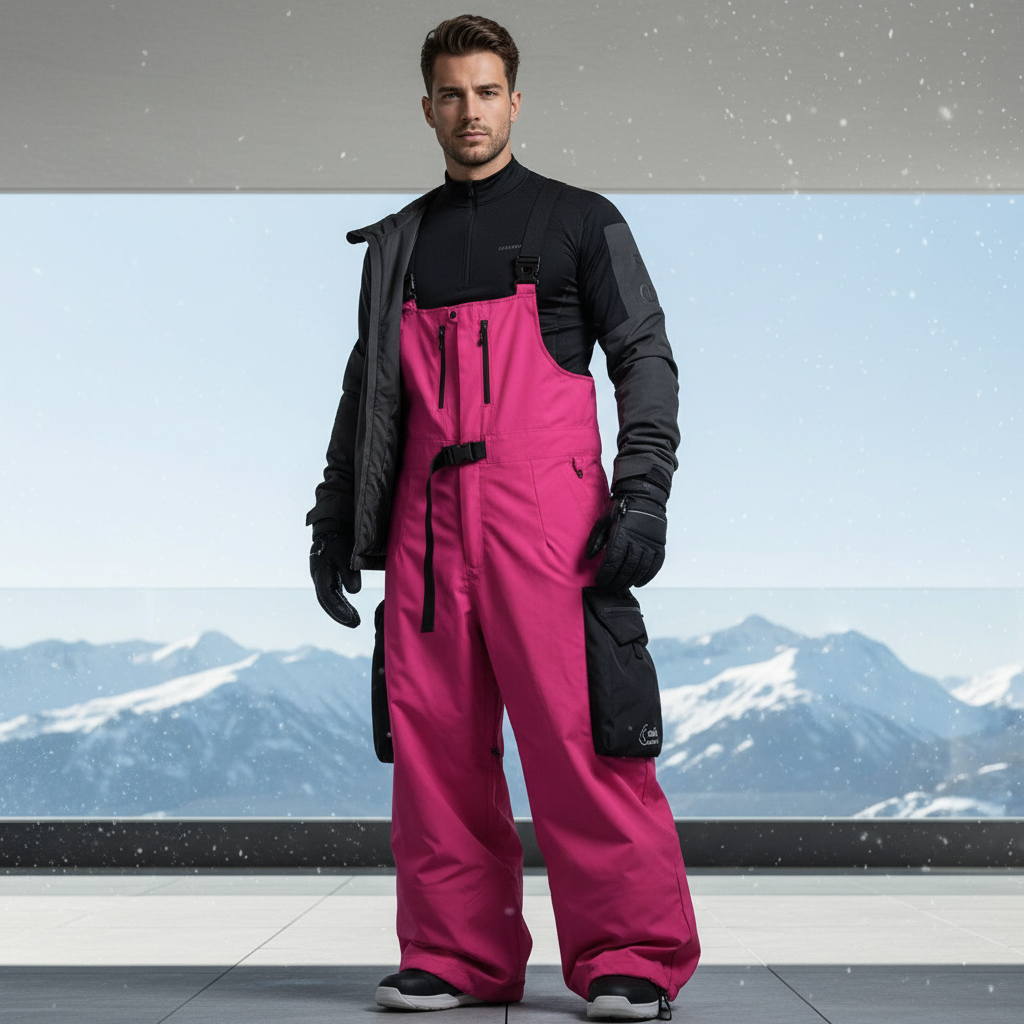 Pantalon De Ski Rose Salopette Imperméable Homme - Polyester