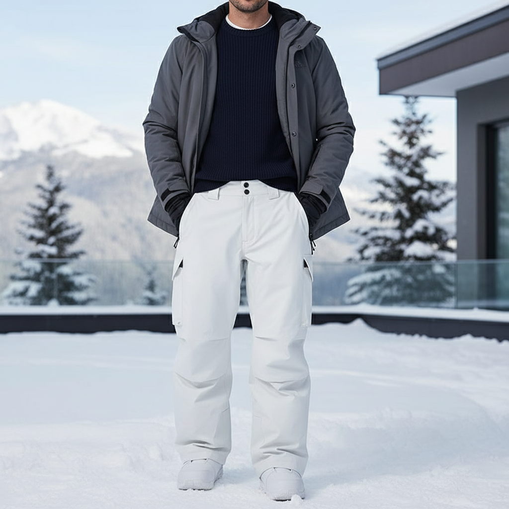 Pantalon De Ski Blanc Imperméable Cargo Homme - Polyester