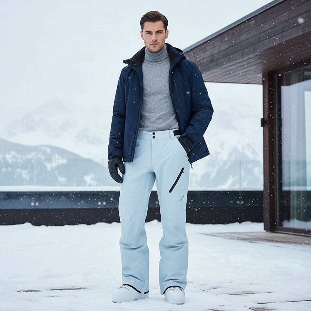 Pantalon De Ski Bleu Ciel Imperméable Coupe Droite Homme - Polyester