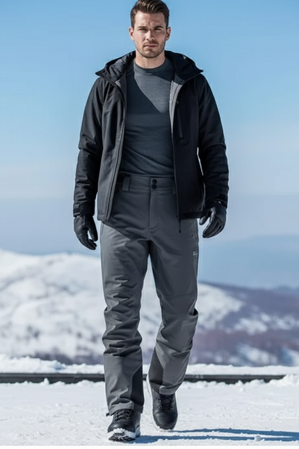 Pantalon De Ski Gris Imperméable Homme Coupe Droite - Polyester