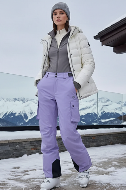 Pantalon De Ski Violet Cargo Imperméable Femme - Polyester