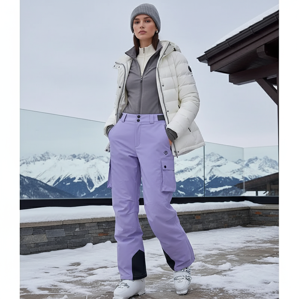 Pantalon De Ski Violet Cargo Imperméable Femme - Polyester