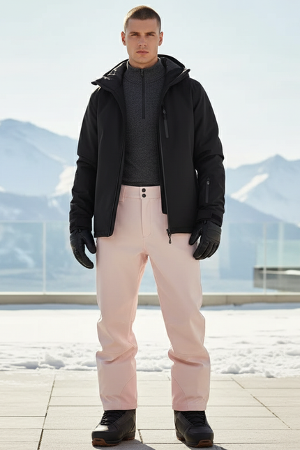 Pantalon De Ski Rose Pâle Imperméable Homme Ample Hiver - Polyester