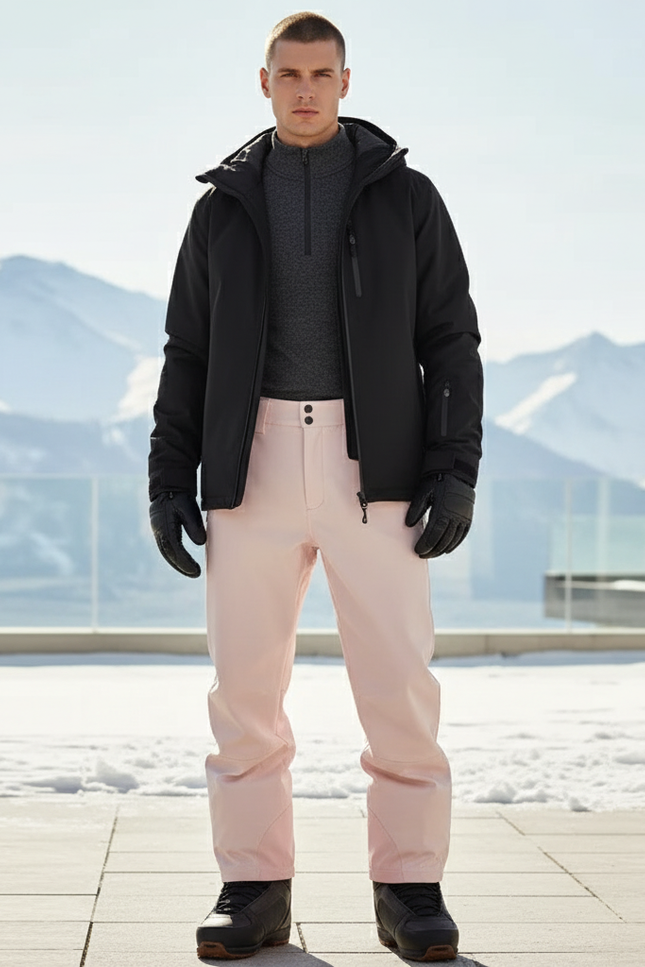 Pantalon De Ski Rose Pâle Imperméable Homme Ample Hiver - Polyester