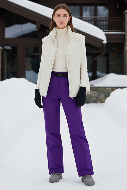 Pantalon De Ski Violet Ample Imperméable Femme Épais - Polyester