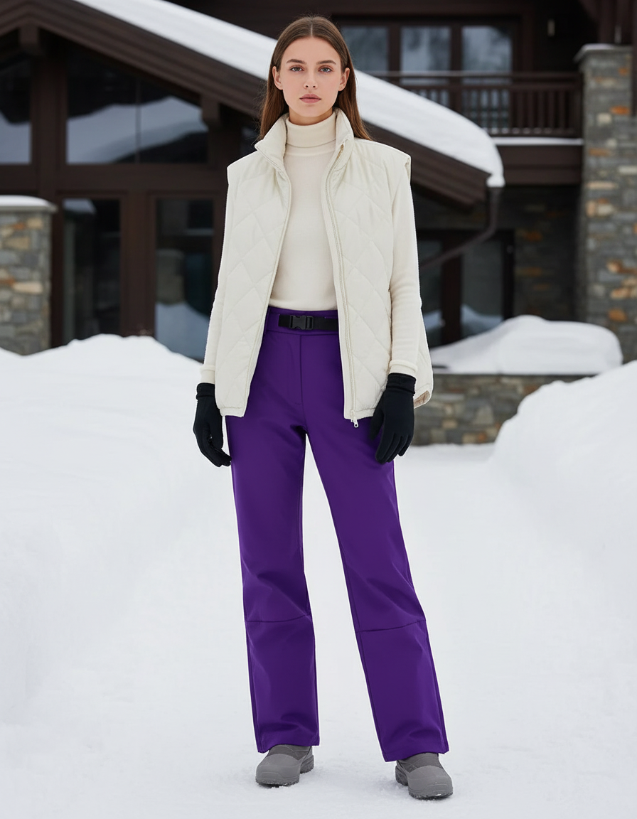 Pantalon De Ski Violet Ample Imperméable Femme Épais - Polyester