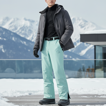 Pantalon De Ski Vert D'Eau Imperméable Ample Unisexe Hiver - Polyester