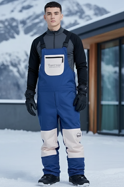 Pantalon De Ski Salopette Bicolore Bleu Imperméable Unisexe - Polyester