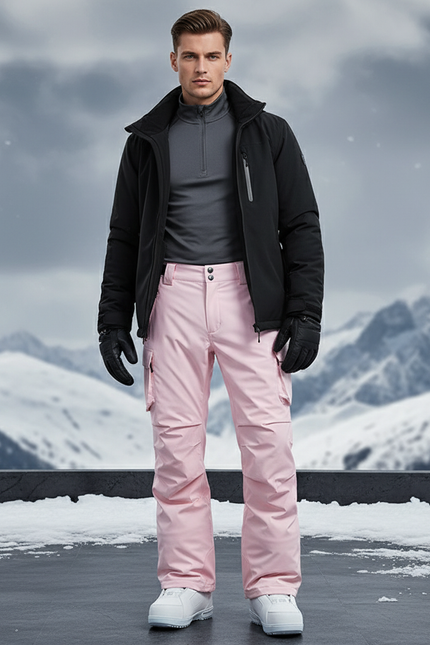 Pantalon De Ski Rose Imperméable Ample Unisexe Cargo - Polyester