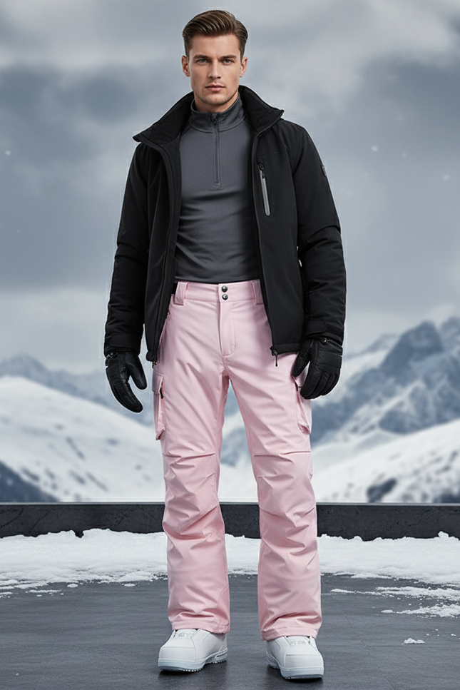 Pantalon De Ski Rose Imperméable Ample Unisexe Cargo - Polyester