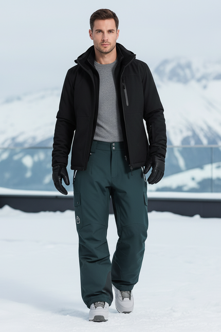 Pantalon De Ski Homme Ample Vert Foncé Cargo - Polyester