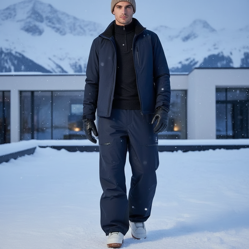 Pantalon De Ski Bleu Marine Imperméable Coupe Droite Homme - Polyester