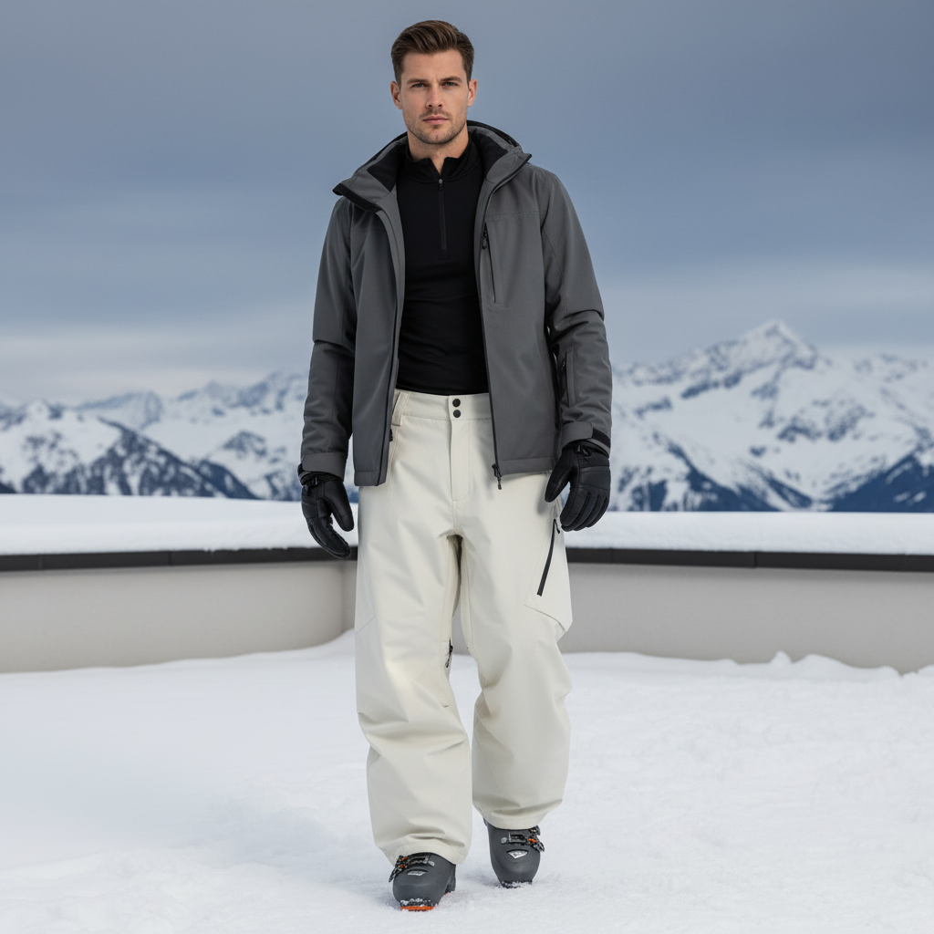 Pantalon De Ski Ample Beige Imperméable Thermique Homme - Polyester