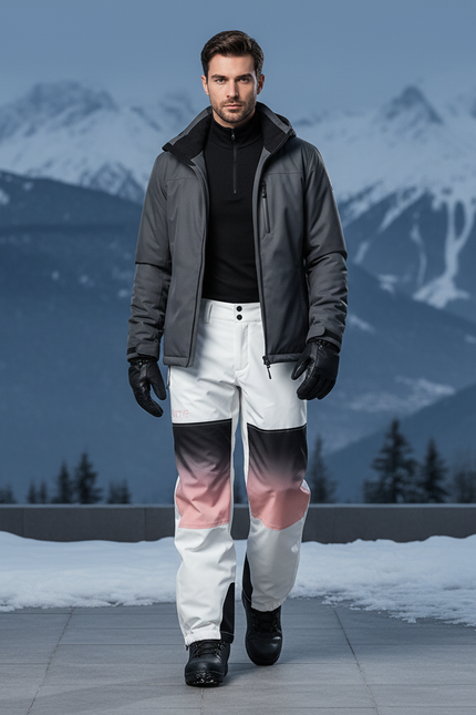 Pantalon De Ski Blanc Dégradé Homme Imperméable Chaud - Multicolore Polyester