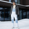 Pantalon De Ski Salopette Blanche Bicolore Imperméable Unisexe - Polyester