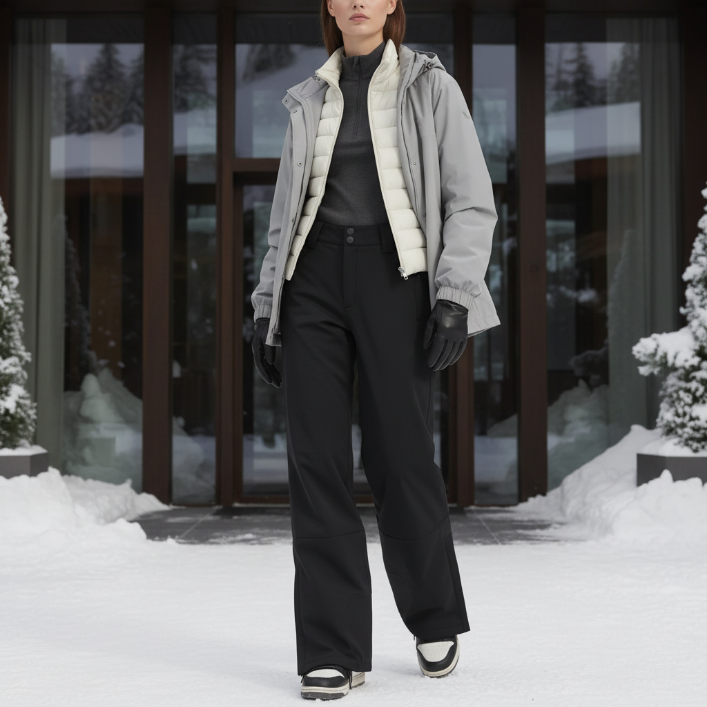 Pantalon De Ski Noir Ample Impermémeable Chaud Femme - Polyester