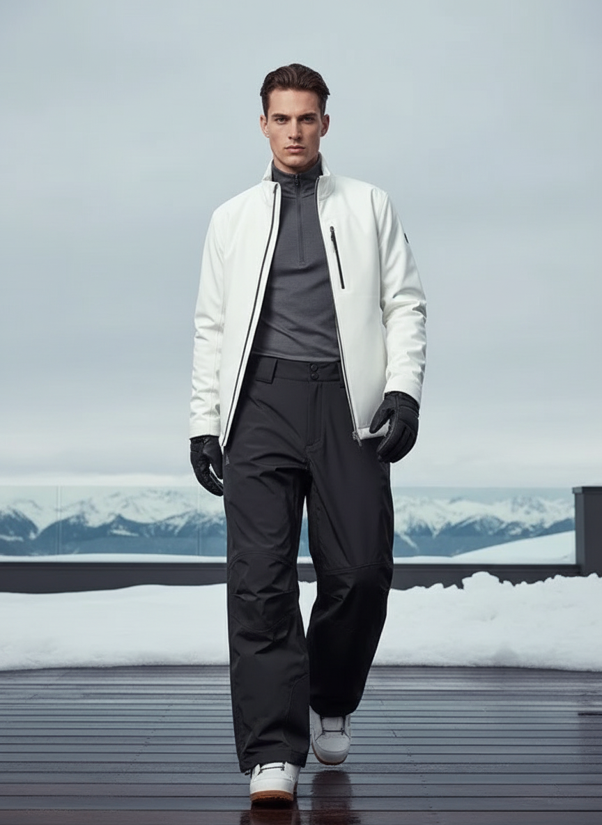 Pantalon De Ski Homme Noir Ample Imperméable Résistant - Polyester