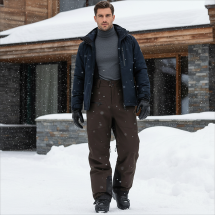 Pantalon De Ski Marron Imperméable Coupe Droite Homme - Polyester