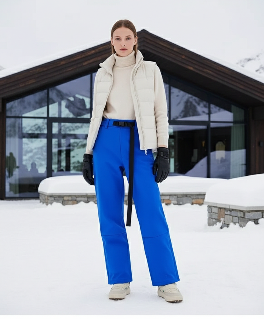 Pantalon De Ski Bleu Ample Femme Imperméable Chaud - Polyester