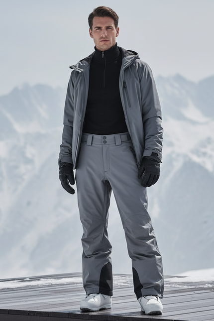 Pantalon De Ski Gris Ample Imperméable Résistant Homme - Polyester