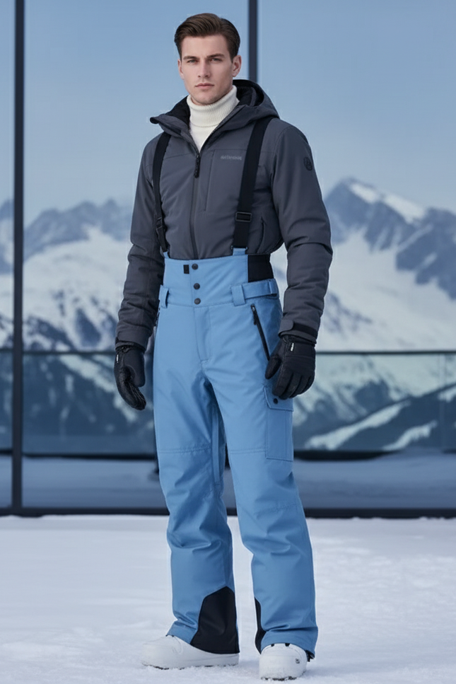 Pantalon De Ski Bleu Imperméable Salopette Homme - Polyester