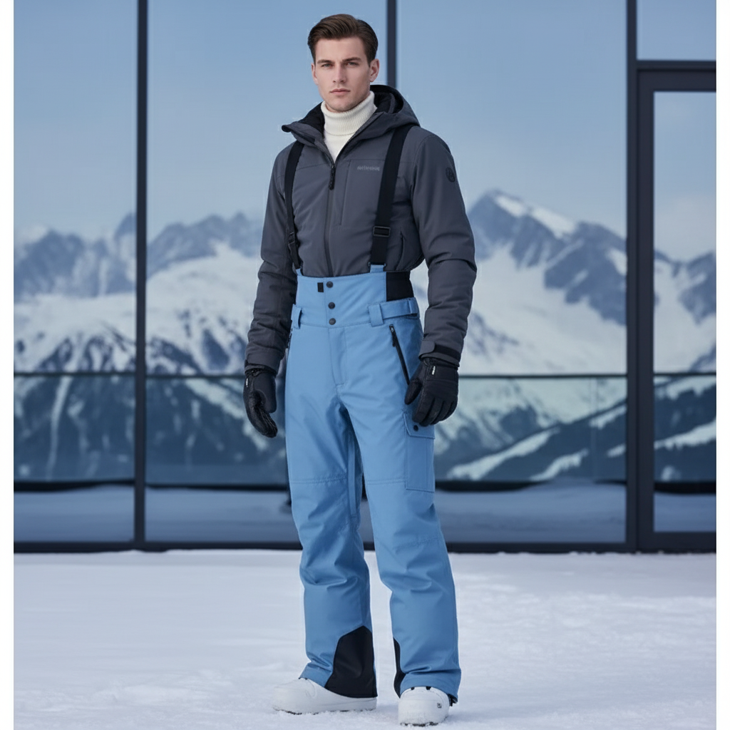 Pantalon De Ski Bleu Imperméable Salopette Homme - Polyester