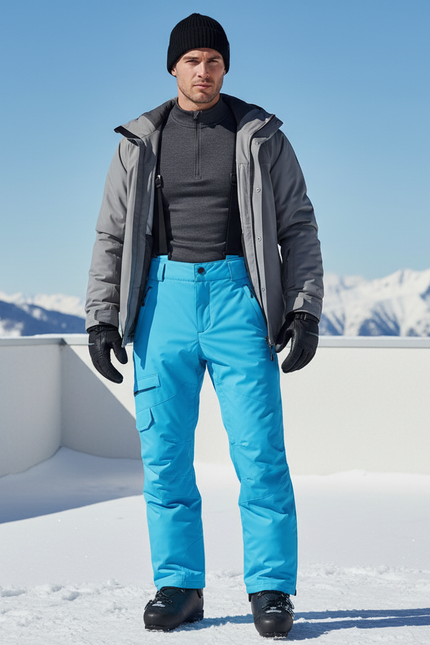 Pantalon De Ski Bleu Cargo Imperméable Bretelles Homme - Polyester