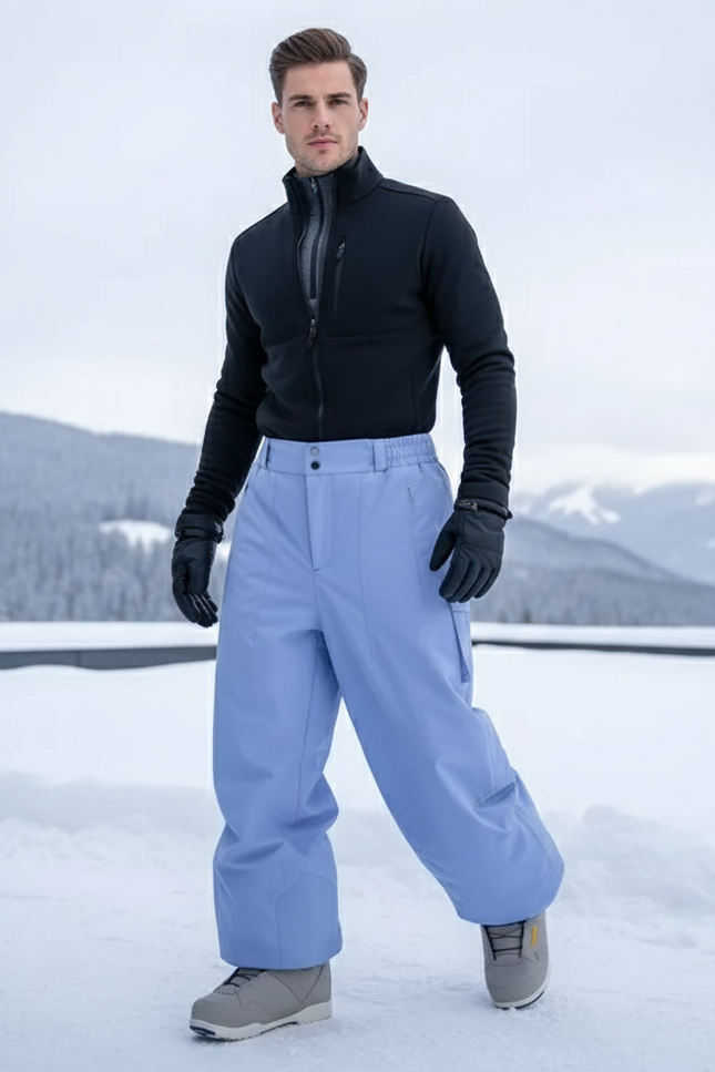 Pantalon De Ski Bleu Ciel Ample Imperméable Chaud Hiver - Polyester