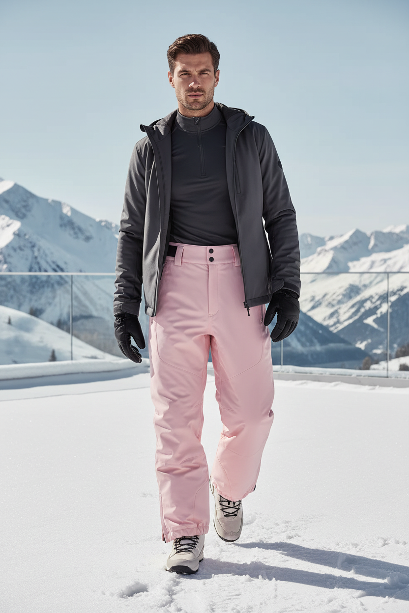 Pantalon De Ski Rose Pâle Imperméable Hiver Homme - Polyester