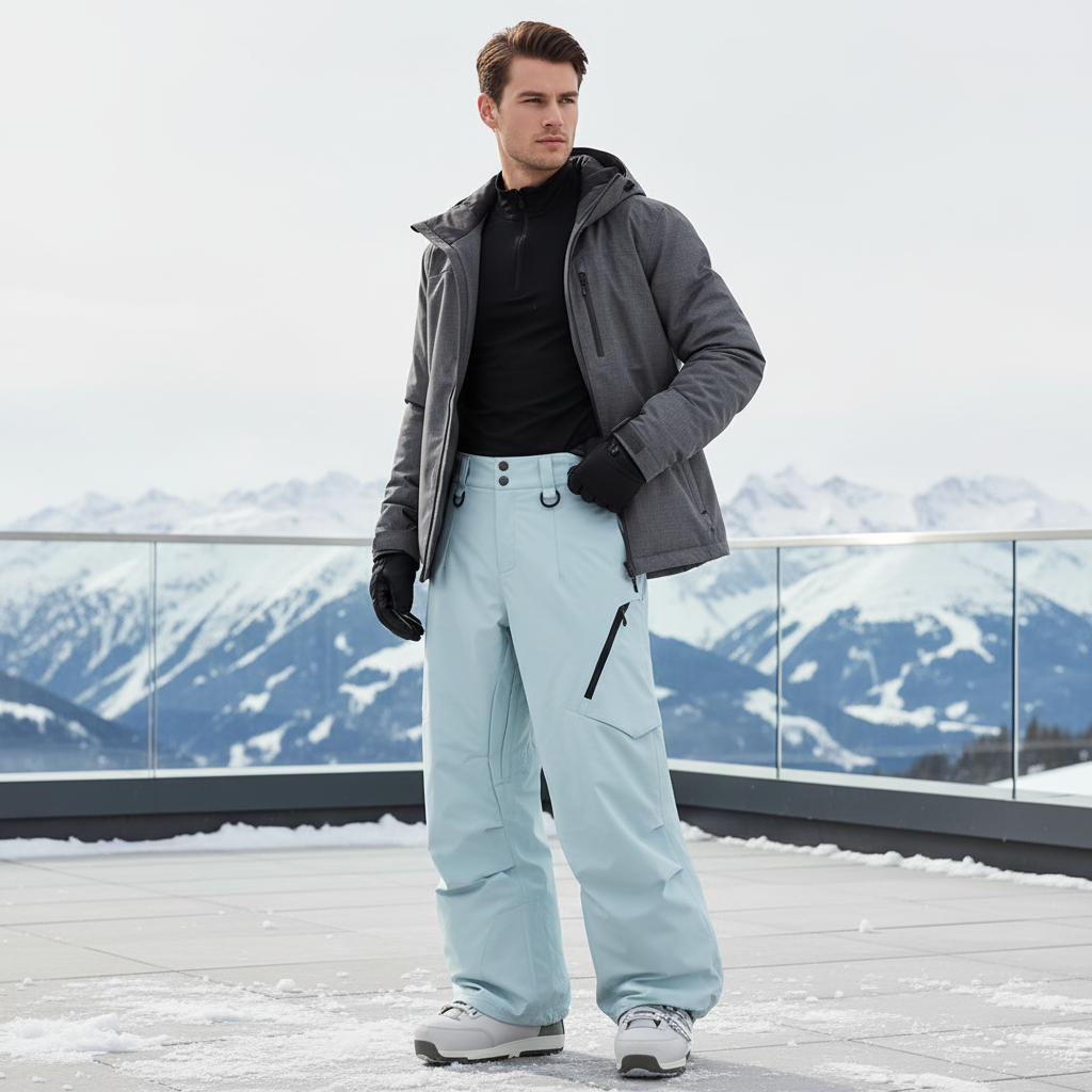 Pantalon De Ski Homme Baggy - Bleu Polyester