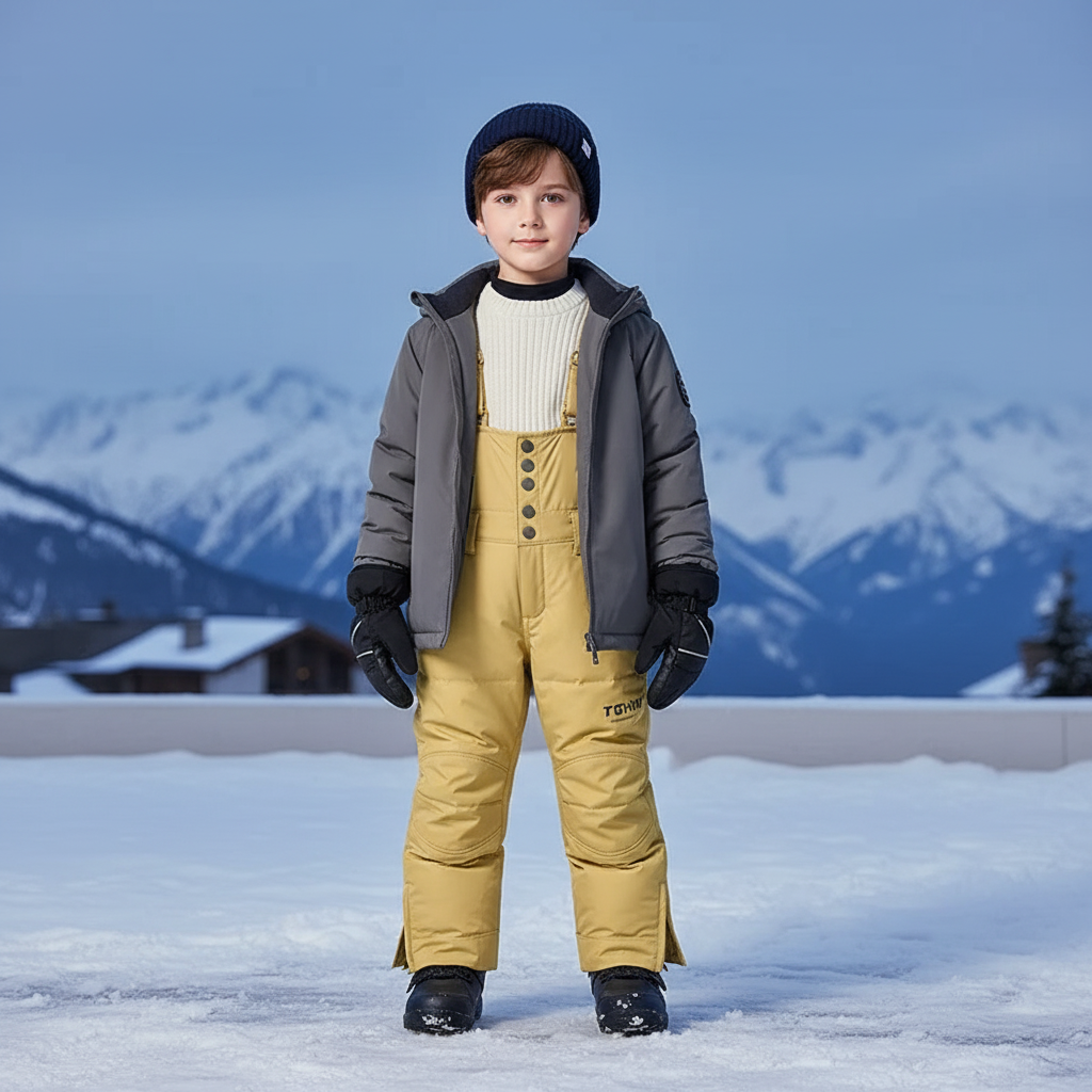 Pantalon De Ski Jaune Enfant Bretelles Matelassé Hiver - Polyester