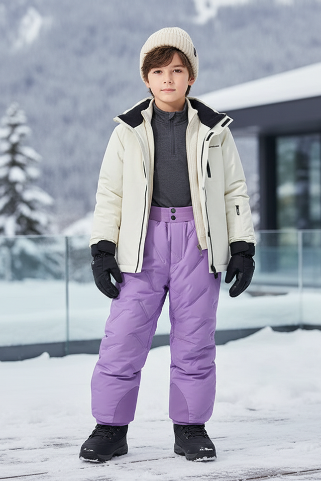 Pantalon De Ski Violet Enfant Matelassé Imperméable Chaud - Polyester