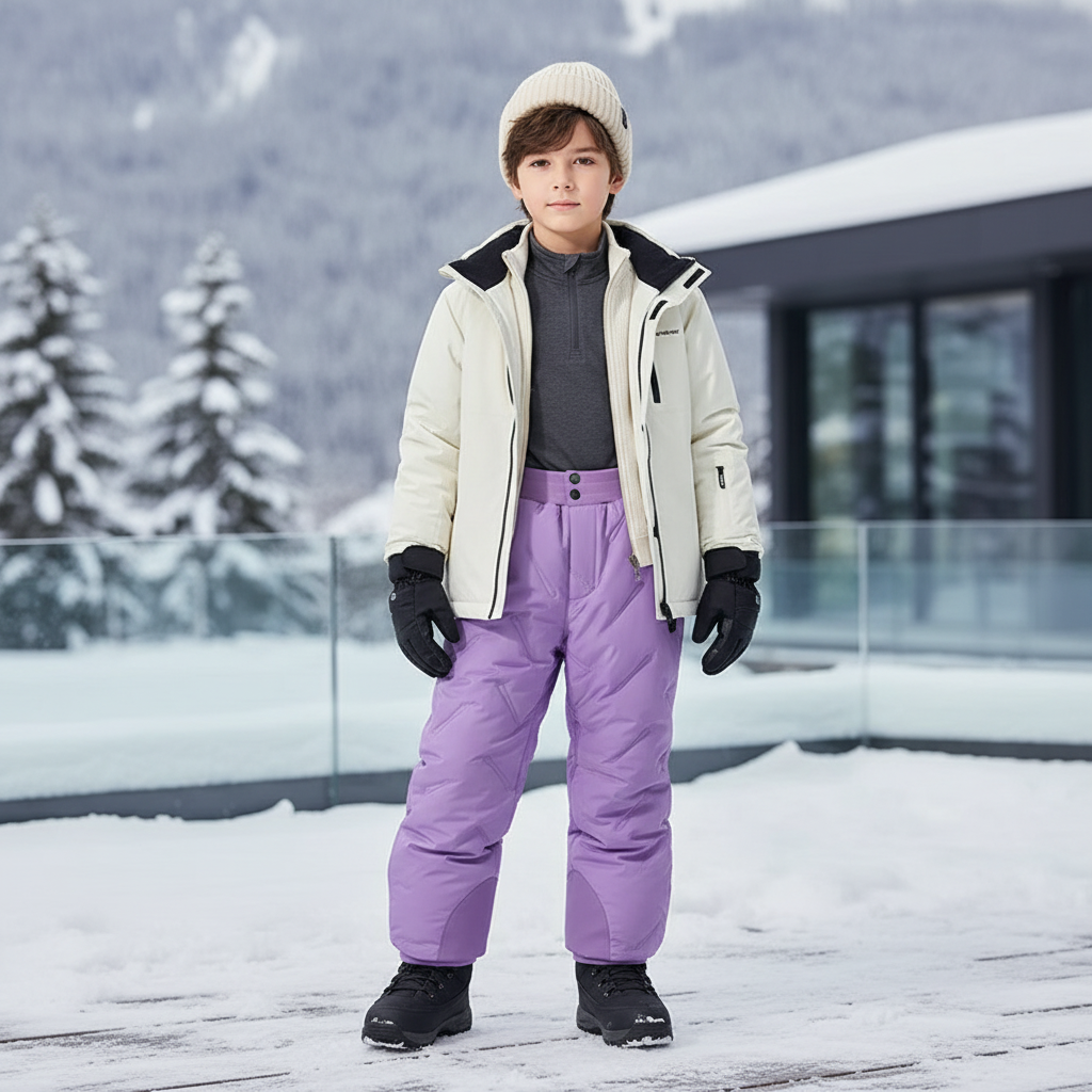 Pantalon De Ski Violet Enfant Matelassé Imperméable Chaud - Polyester