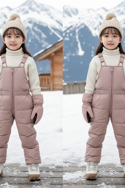 Pantalon De Ski Rose Poudré Salopette Matelassée Enfant - Polyester