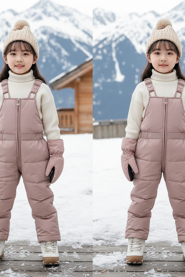 Pantalon De Ski Rose Poudré Salopette Matelassée Enfant - Polyester