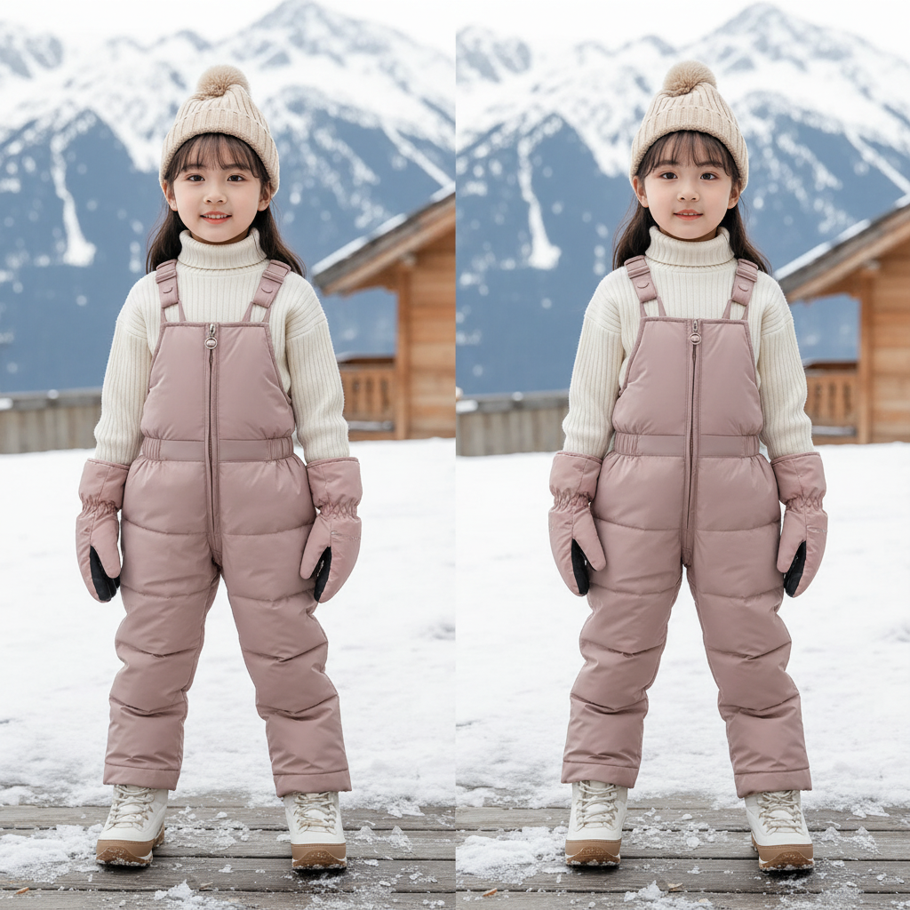 Pantalon De Ski Rose Poudré Salopette Matelassée Enfant - Polyester
