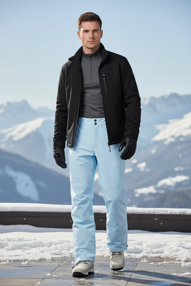 Pantalon De Ski Bleu Clair Imperméable Unisexe Neige - Polyester