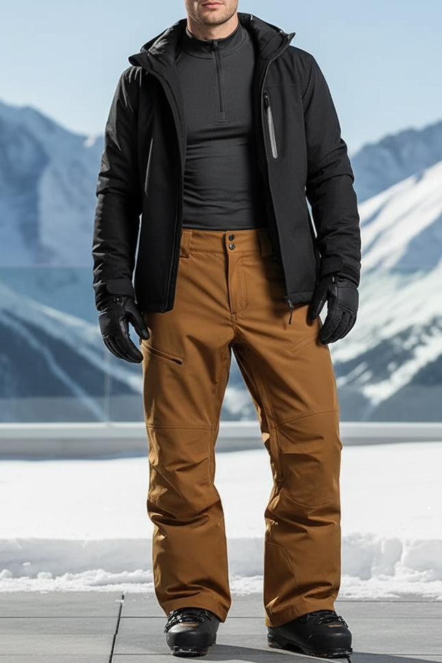 Pantalon De Ski Marron Imperméable Confortable Homme Hiver - Polyester