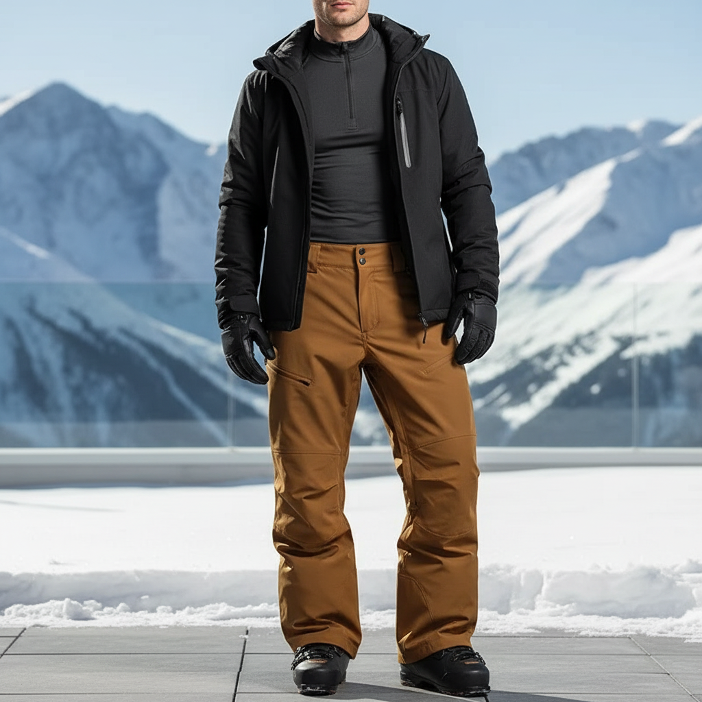 Pantalon De Ski Marron Imperméable Confortable Homme Hiver - Polyester