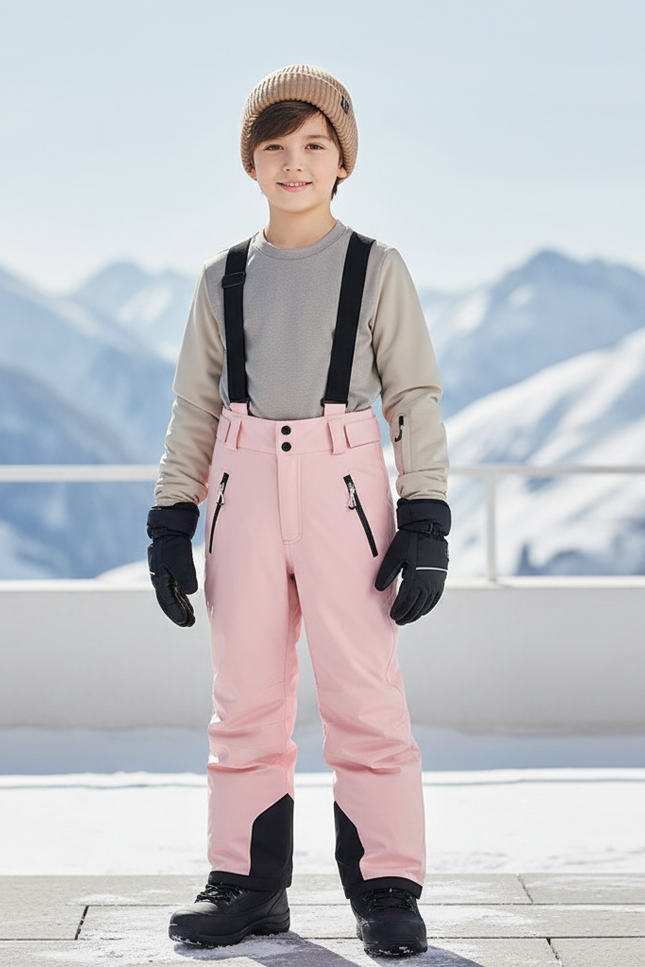 Pantalon De Ski Rose Enfant Salopette Imperméable Hiver - Polyester