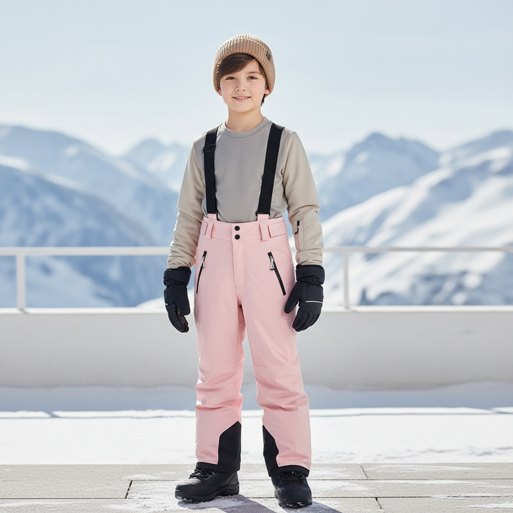 Pantalon De Ski Rose Enfant Salopette Imperméable Hiver - Polyester